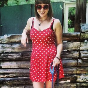 VTG 90s Red Polkadot Skater Dress